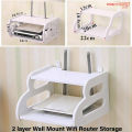 High Quality Wifi Router Stand Shelf Double Layer Wall Mounted Shelf Storage Rack Home Decorator - Router Stand-Space Savers-Pure Mall. 