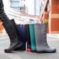 Fashion trend four seasons waterproof shoes men's wear high rain boots with fleece warm non-slip fishing rain boots professional shoes. 