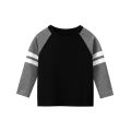DSstyles Boys Long Sleeve Shirts Cotton Round Neck Tees Sleeve Patchwork Color T-shirt Fashionable Children's Tops. 