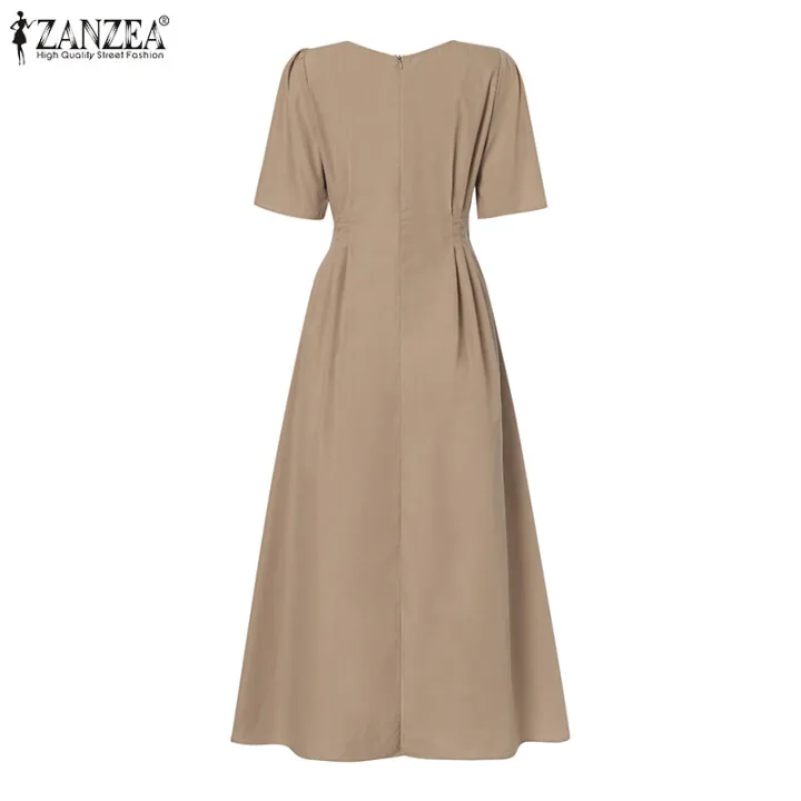ZANZEA%20Korean%20Style%20Women%20Fashion%20Round%20Neck%20A-Line%20Dresses%20Holiday%20Party%20Club%20Solid%20Dress%20#10%20-%20Image%207