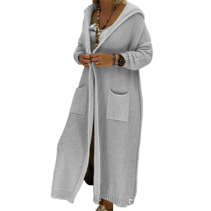 Long%20Sleeve%20Two%20Pockets%20Loose%20Fit%20Open%20Front%20Sweater%20Coat%20Autumn%20Winter%20Solid%20Color%20Hooded%20Long%20Knitted%20Cardigan%20Outerwear%20-%20Image%202