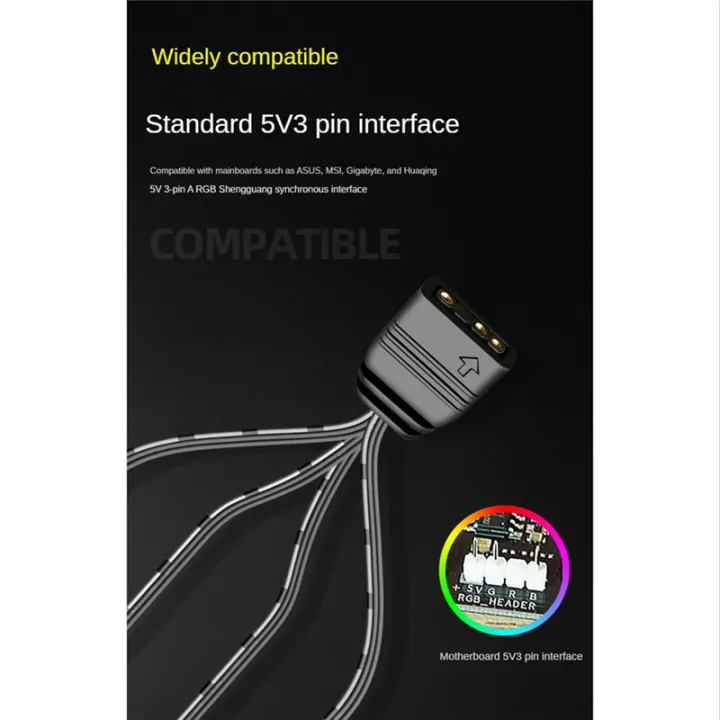 COOLMOON%205V%203Pin%20to%20SATA%20ARGB%20Mini%20Adapter%20Controller%20HUB%20Computer%20Fan%20LED%20Lighting%20RGB%20Control%20Cable%20-%20Image%204