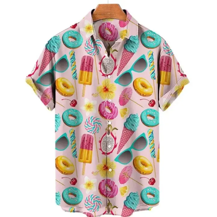 Ice%20Cream%203d%20Print%20Hawaiian%20Shirt%20Men's%20Clothing%20Tops%20Summer%20Casual%20Shirt%20For%20Men%20Fashion%20Men's%20Shirts%20Simple%20Lapel%20Shirts%20Man%20-%20Image%205