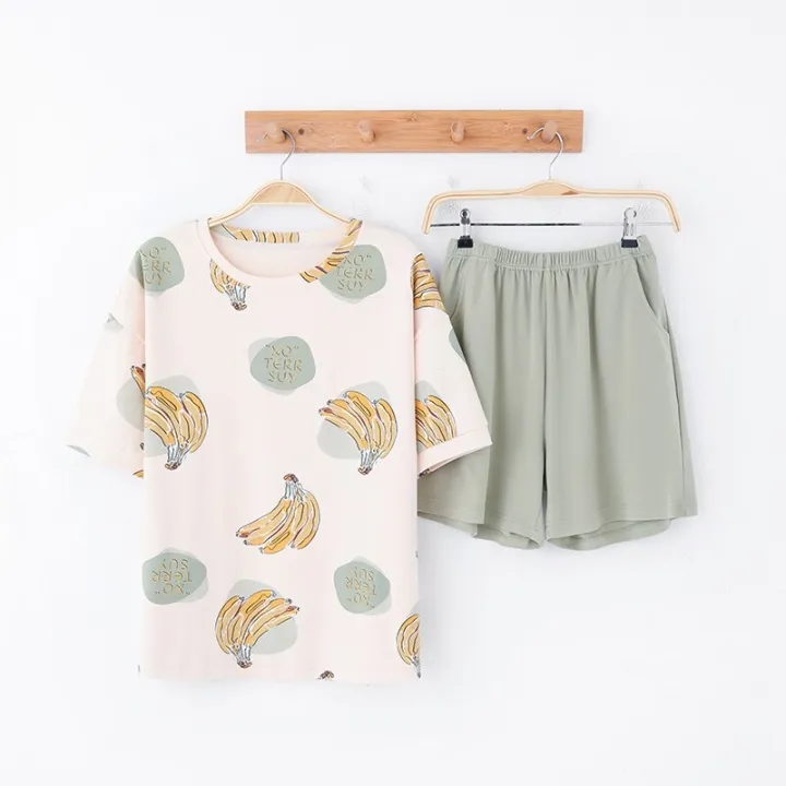 Flowers%20Pattern%20Pajamas%20Women%20Summer%20Short%20Sleeves%20Shorts%20Sleepwear%20Cotton%20Pijama%20Comfort%20Nightwear%20Plus%20Size%20Pyjamas%20-%20Image%202