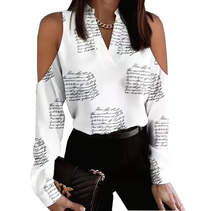 Women's%20Printed%20Off%20Shoulder%20V-Neck%20Long%20Sleeve%20Y2k%20Top%20Fashion%20Blusas%20Mujer%20Roupa%20Feminina%20Elegant%20And%20Youthful%20Blouse%20-%20Image%204