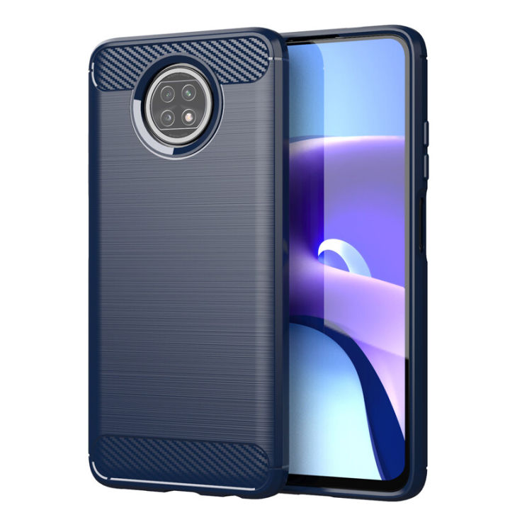 lthmy for Xiaomi Redmi Note 9T 5G Case Carbon Fiber TPU Soft Silicone Back Cover Armor Phone Case Casing