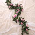 Vine Hanging Silk Artificial Rose Flowers for Wall Christmas Rattan Plants Leaves Garland Romantic Wedding Home Decoration.