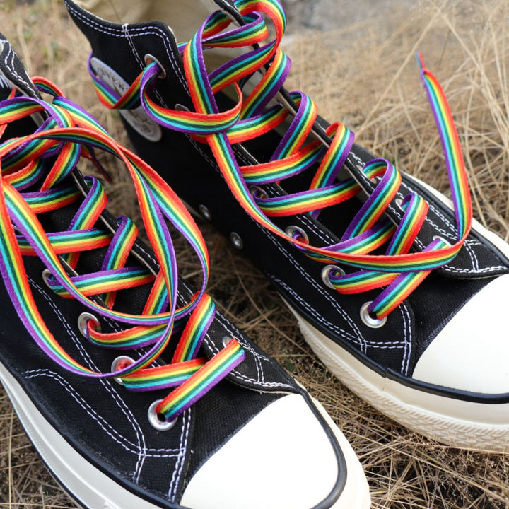 Lsgs 1pair colorful shoelaces rainbow gradient flat shoe laces for