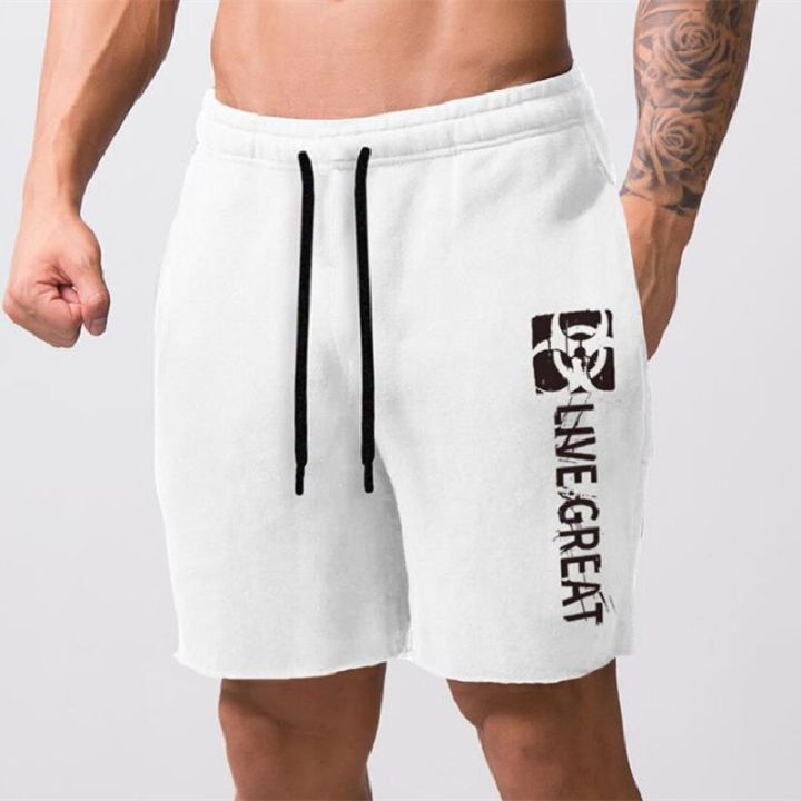 Summer%20Shorts%20Men%20Loose%20Large%20Size%20Breathable%20Knee%20Lenght%20Pants%20Solid%20Color%20Printing%20Running%20Shorts%20Simple%20Fashion%20Gym%20Shorts%20-%20Image%204