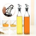 Glass Oil and Vinegar Dispenser, (Set of 1) Modern Olive Oil Dispenser, Wide Opening for Easy Refill and Cleaning, Clear Glass Oil Bottle, Pouring Spouts, 500 ml. 