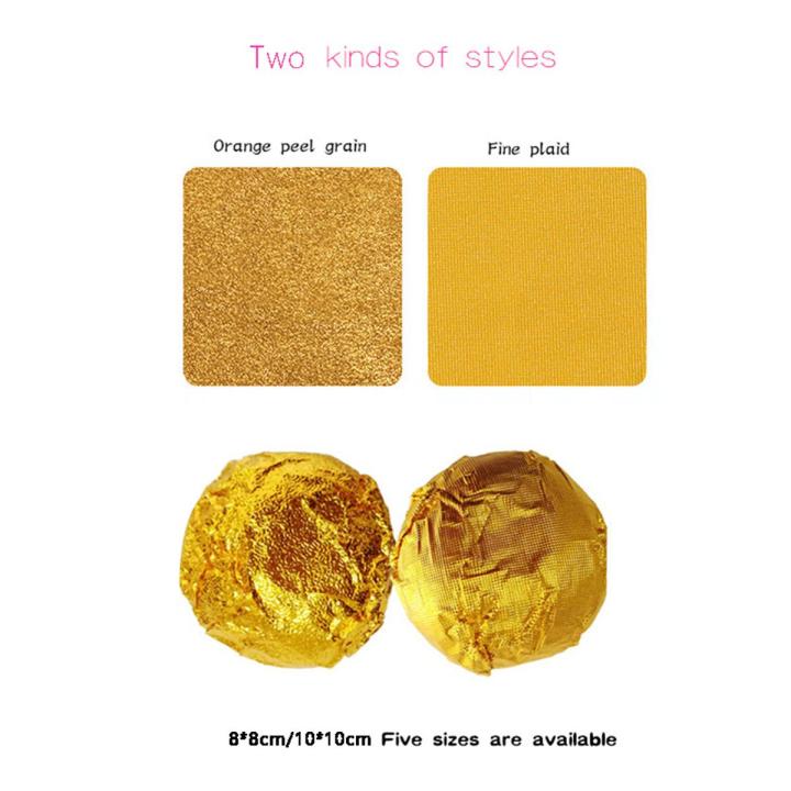 100Pcs/Pack Golden Aluminum Foil Candy Chocolate Cookie Wrapping Tin Paper Party Creek