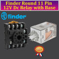 Finder Dc 12Volt 10A Coil Round 11 Pin Power Electromagnetic General Purpose Relay With Base.
