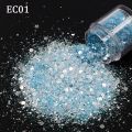 10g/Bag High Sparkle Chunky Mixes Glitter Iridescent Opal Clear Glitter Nail Art Decorations Supplies Accessories. 