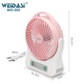 WEIDASI WD-202 Rechargeable 2400mAh Battery Up-Down Movable Portable Desk Fan With LED Lamp. 