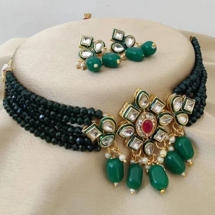 Adorn Yourself with Indian Pearl Choker Necklace Set and Dazzling Earrings, a Perfect Fusion of Tradition and Glamour for Women