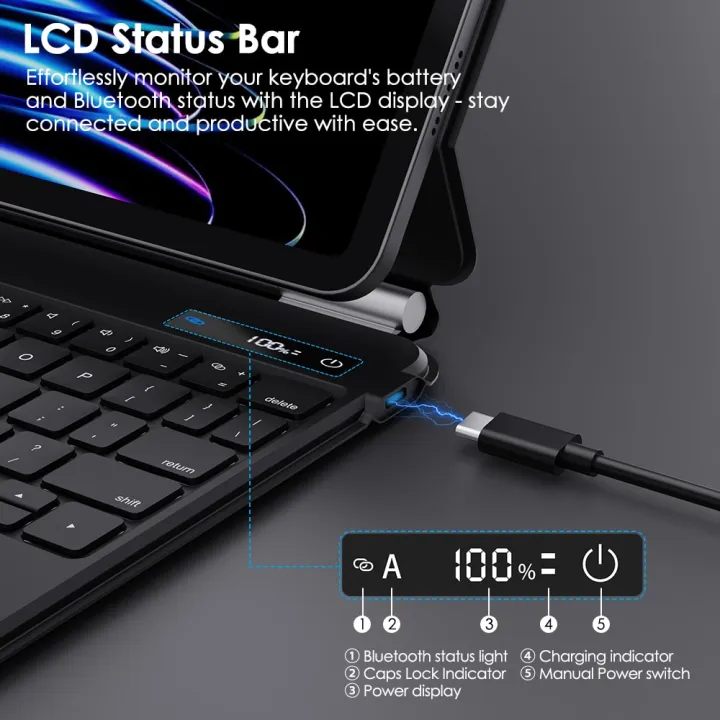 GOOJODOQ%20Magic%20Keyboard%20with%20LCD%20Display%20for%20iPad%20Pro%2011/%20Pro%2012%209%2012.9/%20Air%205%20Air%204%20for%20iPad%20Keyboard%20folio%20Korean%20Spanish%20GK04%20-%20Image%203