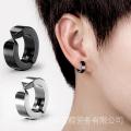 Ear Clip Male Non-Pierced Earrings Cool Trendy Niche Simple Style Black Buckle Bone Fake Men's Women.