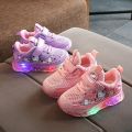Hello Kitty Shoes For Kids Baby Lights Shoes Girl Anti-slip Sneaker Casual Children's Pink Purple Led Leisure Sports Shoes. 