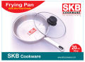 Stainless Steel Frying Pan with Glass Lid - 20 - Silver - Great Value - Upscaled Quality. 