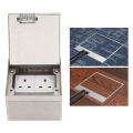 Desk Connection Box, 3 Hole Sockets UK Standard Power Strip PC Botton Box Stainless Steel Cover for Office. 