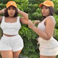 Summer Women Clothing Wholesale Crop Tops and Shorts Set Two Piece Casual Tracksuit Ribbed Outfits Plus Size Sets Dropsping. 