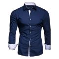 Casual Men's Long Sleeve Shirts Contrast Color Single Breasted Lapel Collar Shirt And Blouse Tops Slim Shirt For Men.