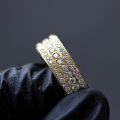Huitan luxury unisex ring Three rows of diamonds set with zircon ring Status symbol of premium men's ring.