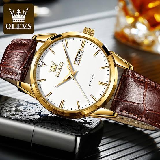 Olev_s 5666 Brand New Men Watch Luxury Leather Luminous Hand Watch Full Black - Watch For Men