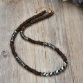 New fashion natural stone bead necklace men and women do not show steel jewelry pure natural coconut shell jewelry.