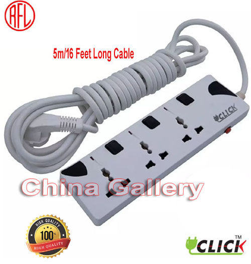 Multi Extension Click 2 pin 3 port 16 feet Cable,