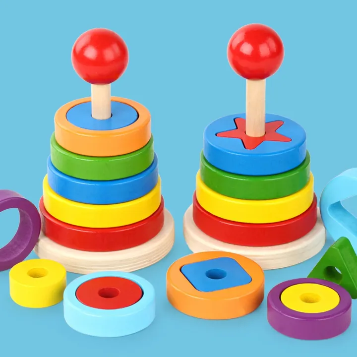 Baby%20Kids%20Wooden%20Rainbow%20Ring%20Geometric%20Building%20Blocks%20Stacking%20Game%20Puzzle%20Toy%20-%20Image%205