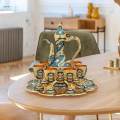 Turkish Coffee Pot Set Craft including Teapot and Tea Cups Decorative Turkish Cup Set Drinkware Flagon for Home Decorations Gifts. 