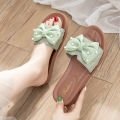 Slippers women's summer wear flat fashion bow slippers soft soles this year's new sweet non-slip sandals. 