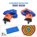 X-Power Rapid Fire Dart Blasting Air Shoot Plastic Soft bu-llet Blaster Toy Double GUN With Suction Target Board For Kids. 