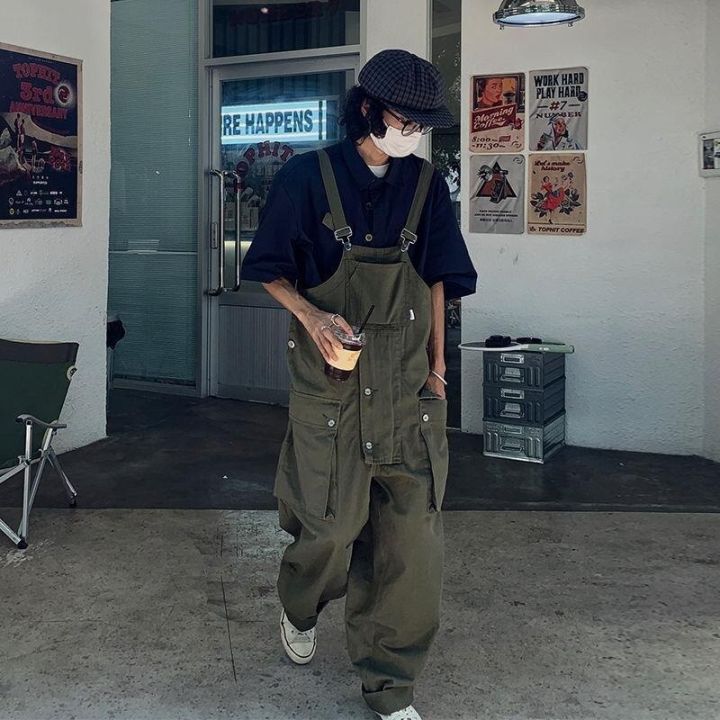 2022%20Men's%20Retro%20Designer%20Overalls%20Workwear%20Sling%20Korean%20Loose%20Wide%20Leg%20Jumpsuit%20Streetwear%20Solid%20Color%20Men's%20Clothing%20-%20Image%203