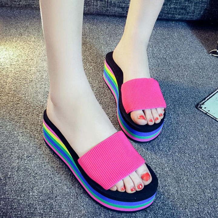 Women's Fashion Platform Bath Slippers Wedge Beach Shoes High Heel Sandals Woman shoes