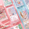 6PCS/Set Cute Cartoon Press Kawaii Pen Student Stationery Black Ball Point Pens Students Writing Tool. 