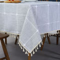 Household Cotton Linen TableclothinsStyle Simple Fabric Plaid New Chinese Style Coffee Table Mat Tablecloth Wear-Resistant Table Cloth Wholesale.
