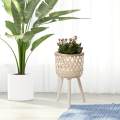 Rattan Basket Floor Planter for Home Office Multifunctional Flower Container.
