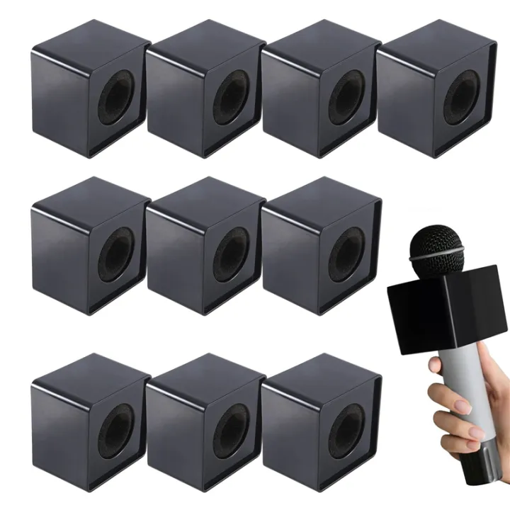 NCANRUI%2010Pcs%20Microphone%20MarkFlag%20Mic%20Station-Cube%20Square%20Interview%20Box%20Stand%20Flags%20Shaped%20Holder%20Reporter%20Injection,Black%20-%20Image%207