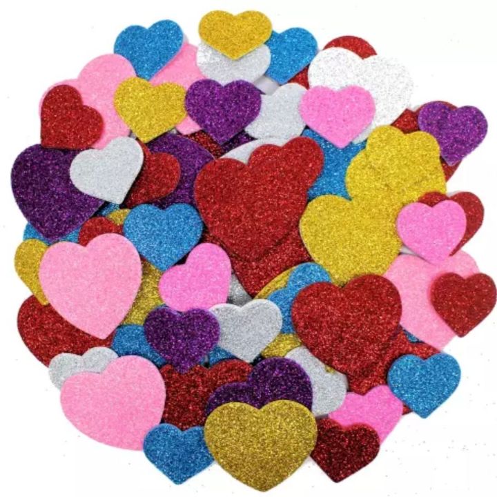 Glitter Foam LOVE/HEART Self-Adhesive - Ideal for Arts & Crafts Projects