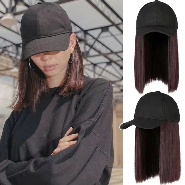 Integrated%20Wig%20Cap%20Short%20Straight%20Hair%20Female%20Wig%20With%20Collarbone%20Suitable%20For%20Daily%20Wear%20By%20Women%20Black%20Hat%20Wig%20-%20Image%202