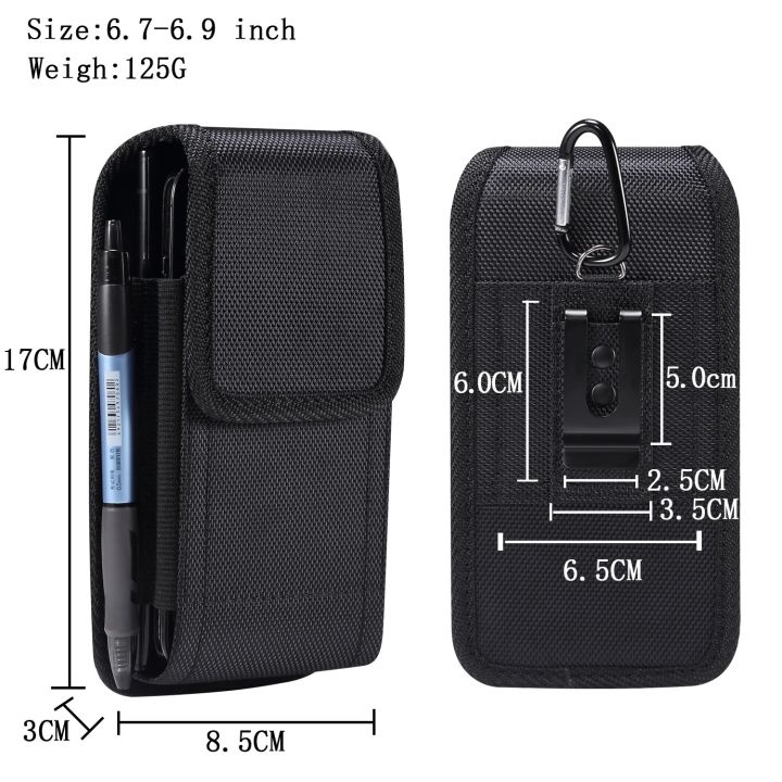 Nylon%20Waterproof%20Dual%20Pouch%202%20Phone%20Belt%20Clip%20Case%20Holder%20For%20iPhone%2015%2014%2013%2012%20Pro%20XS%20Max%207%208%20Plus%20Men%20Tool%20Waist%20Bag%20Holster%20-%20Image%207