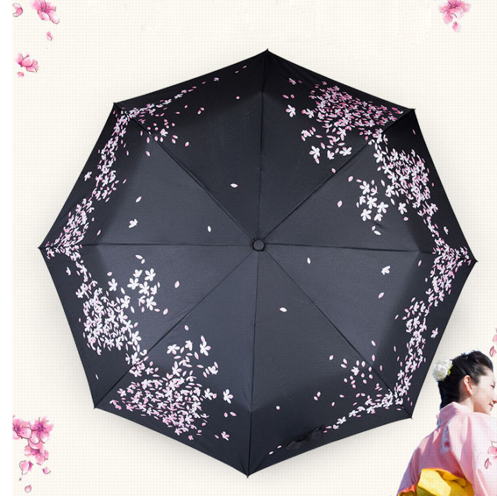 Cherry Blossom Automatic Non-automatic folding Umbrella Rain Women Sakura Flower Umbrella Female Rain Sun Parasol