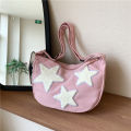 New Cute Star Crossbody Bag Korean Shoulder Bag for School Girls Versatile Star Large Capacity Tote Bag.
