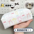 Colorful Bow Pencil Case Simple Ins Style High Color Value Student Stationery Storage Bag Cosmetic Bag Stationery Case. 