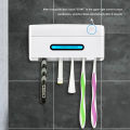 Ecocc【COD】 5 in 1 UV Light Ultraviolet Toothbrush Sterilizer Holder Automatic Toothpaste Squeezer Dispenser Home Bathroom Set High quality plug and play.