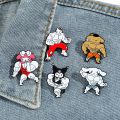 Funny Sanrio Muscle Serie Enamel Pins Kawaii Anime Hello Kitty Brooch Fitness Hunk Couple Melody Kuromi Bag Pins Accessories.