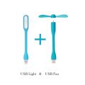 USB Fan and USB Light Combo - Blue. 