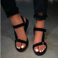 Cross-border wish summer webbing velcro flat sandals women's slotted buckle large size leopard print color-blocked beach sandals.